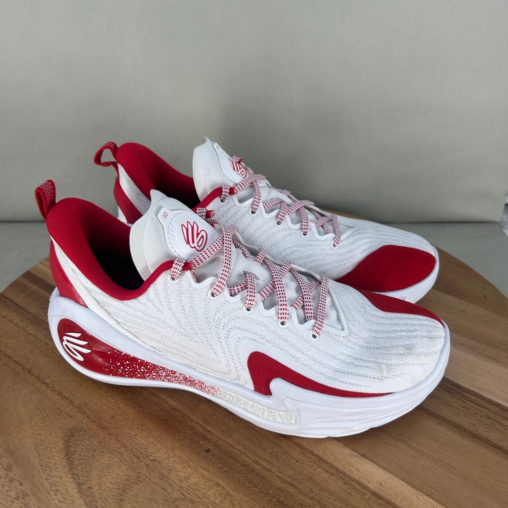 Under Armour Curry Flow 10 Basketball Shoes White Red Mens 7.5 Womens 9